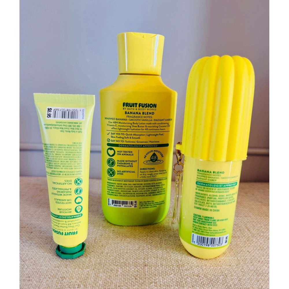 Bath & Body Works Fruit Fusion Banana Blend Lotion Mist Hand Cream 3pc Set - Picture 2 of 3